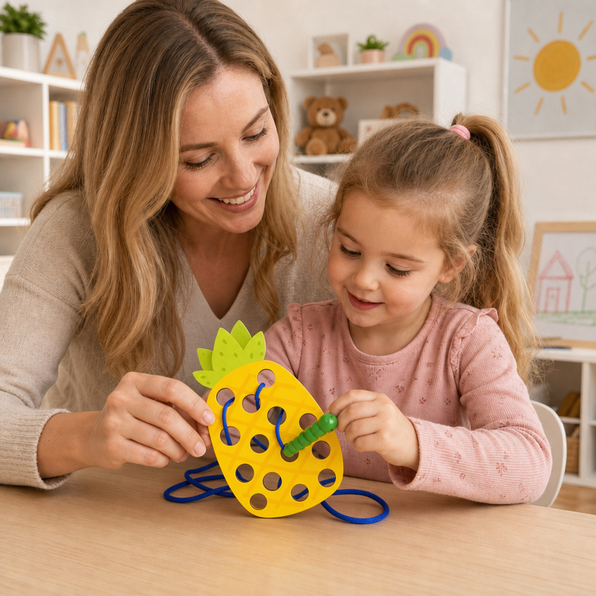 Wooden Lacing Pineapple Thread - огляд і ціна Kids Educational Game 3