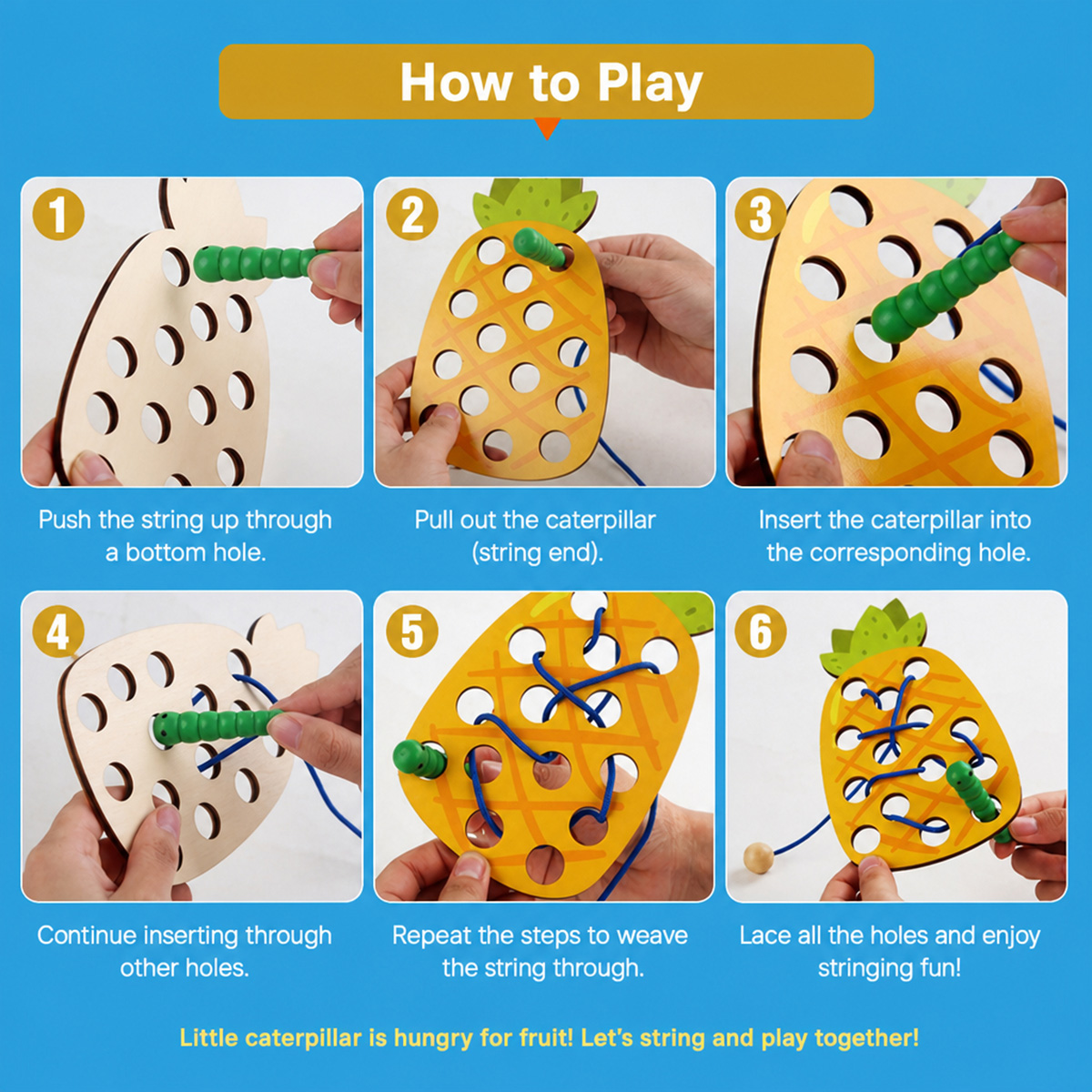 Wooden Lacing Pineapple Thread - огляд і ціна Kids Educational Game 3
